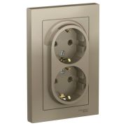 Розетка  с/п  2м  с з/к 16А IP20 в сборе Шампань  AtlasDesign  ATN000524  SE