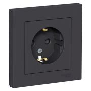 Розетка  с/п  1м  с з/к, со шторками,  в сборе карбон  AtlasDesign ATN001044 SE