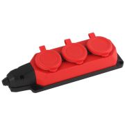 Колодка (розетка) каучуковая 3м красная с защитными крышками 16A IP44 K-3e-RED-IP44 ЭРА
