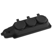 Колодка (розетка) каучуковая 3м черная с защитными крышками 16A IP44 K-3e-B-IP44 ЭРА