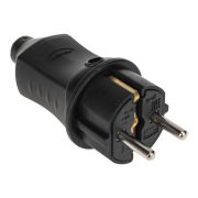 Вилка каучуковая прямая черная с/з 16А 2P+PE 230В IP44 PROconnect 111-001-4