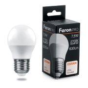 Лампа LED  7,5Вт Е27 шар 2700К 630Лм 230В OSRAM-led LB-1407 Feron.PRO 38074