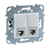 Розетка с/п телефонная 2хRJ11 (мех) бел «Unica»MGU5.9090.18ZD  (Schneider Electric)