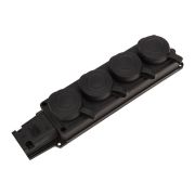 Колодка (розетка) каучуковая 4м черная с защитными крышками 16А 2P+PE 230V IP44 PROconnect 111-114-4