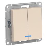 Выключатель  с/п  2кл (мех) с подсвет. бежевый сх. 5 10АХ AtlasDesign ATN000253  SE