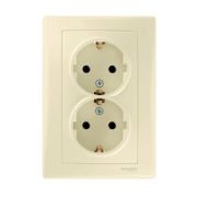 Розетка с/п 2м с з/к с/ш крем. с рамкой «Sedna» SDN3000747 (Schneider Electric)