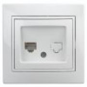 Розетка информационная RJ45, IP20, СУ, Intro Plano, белый 1-303-01 Б0027621 ЭРА