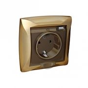 Розетка с/п 1м  «Дуэт»с з/к с крыш. IP44  со шторками шампань WDE000448 (Schneider Electric)