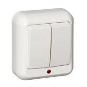 Выключатель о/п 2кл с подсв. WESSEN «ПРИМА» A56-007-B