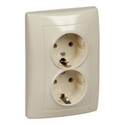 Розетка с/п 2м с з/к б/ш крем. с рамкой «Sedna» (Schneider Electric)