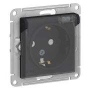 Розетка 1м (мех) с з/м.  с/шт с крышк, 16А, IP44, карбон AQUA ATLASDESIGN ATN441046 Scneider Electric