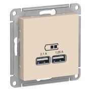 Розетка  с/п 1м 2xUSB (мех)  бежевый AtlasDesign ATN000233 SE