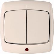 Выключатель с/п 2кл  WESSEN «Рондо» сл. кость с подсветкой S56-051-SI