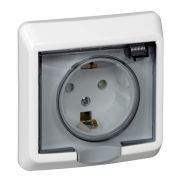 Розетка с/п 1м с з/к IP44 «Этюд» бел. РС16-044b  SE