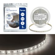 Лента светодиодная LS606/60 SMD(5050)/м 14.4Вт/м 12V 5м 4000К, IP20  41447 FERON