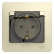 Розетка  с/п 1м  с з/к  со шторк.,с крыш. беж. IP20 «Glossa»  GSL000246  SE