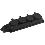 Колодка (розетка) каучуковая 4м черная с защитными крышками 16A IP44 K-4e-B-IP44 ЭРА