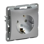 Розетка с/п 1м  «Дуэт»с з/к  со шторками серебр.  WDE000345  (Schneider Electric)