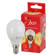 Лампа LED 10Вт E14 шар P45-10W-827-E14 230В ECO ЭРА Б0032968
