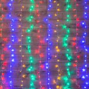 Гирлянда «LED-дождь» 1,5x1,5м свечение с динамикой прозр.провод, мультиколор диоды  220V 235-039